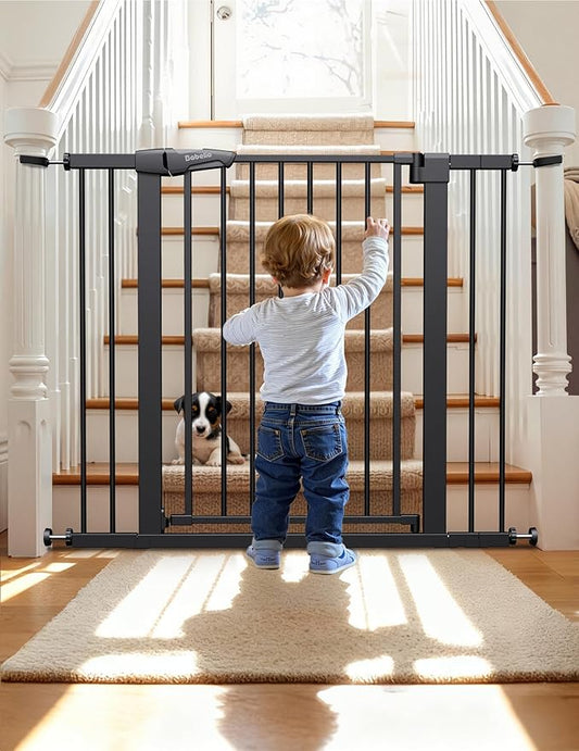 Babelio Baby Gate for Doorways and Stairs, PressGuard P7 Auto Close Dog Gate, 36" Tall Easy Install Pressure Mounted, fits for 29-43" Doorway, Safety Gate Door for Child and Pet, Black