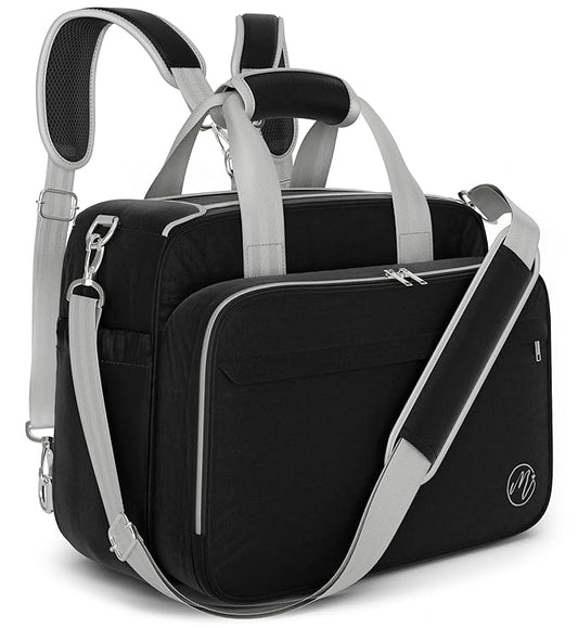 Mellories 4 in 1 Convertible Diaper Bag Tote For Baby Boys and Girls - Converts Into Diaper Backpack, Baby Tote, Stroller Bag and Crossbody Diaper Bag - Black Baby Travel Bag - Gift for Mom