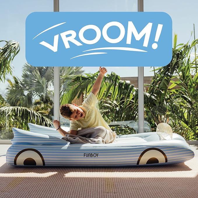 FUNBOY Kids Blue Inflatable Travel Bed & Mattress. Perfect for Sleepovers. Includes Carrying Case Storage Bag, Twin (Pack of 4)