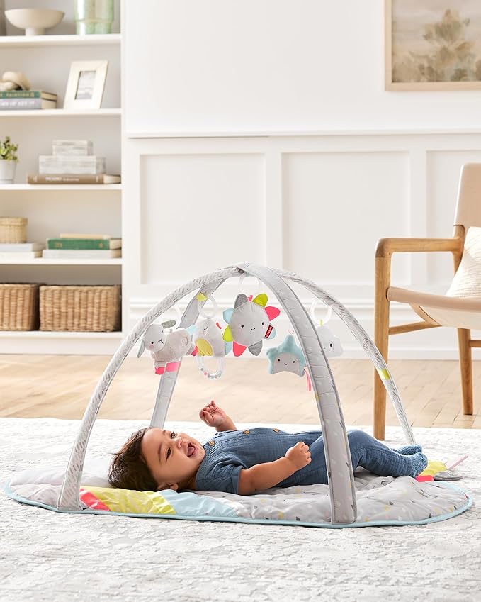 Skip Hop Tummy Time Mat, 3-in-1 Activity Baby Play Gym, Age 0-2y, Silver Lining Cloud, Grey