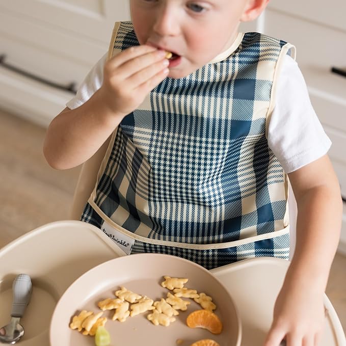 Tiny Twinkle Mess Proof Baby Bib for Girls | Waterproof Toddler Bib for Eating | Baby Apron for Feeding | Machine Washable | Perfect Shower Gift (Gingham, 6–24M)