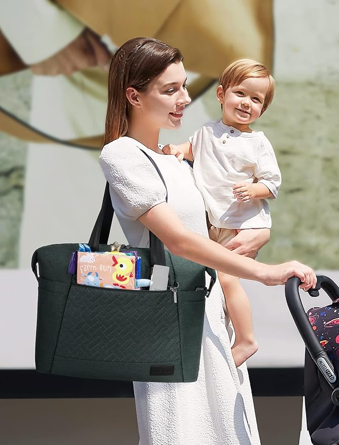 LOVEVOOK Diaper Bag Tote, Large Baby Diaper Bag Waterproof Travel Diaper Tote with Changing Pad