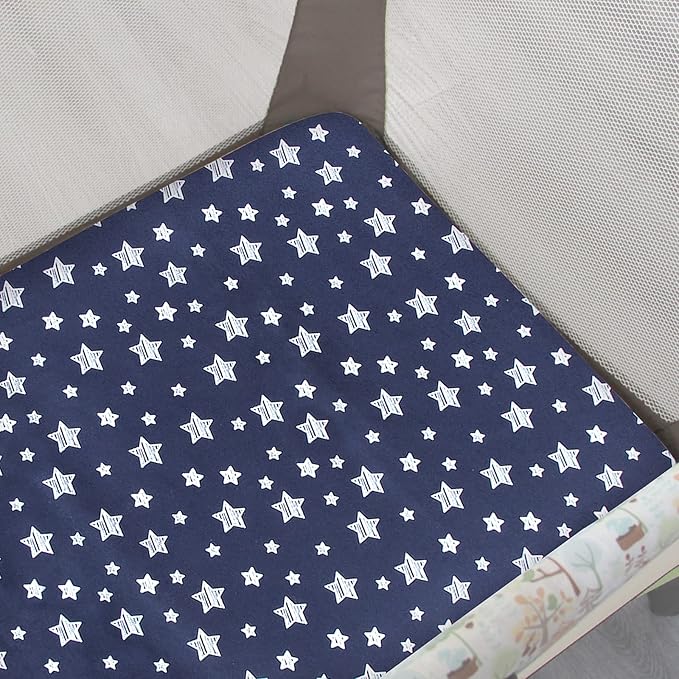 Pack and Play Sheets Boy, Mini Crib Sheets Boy, Stretchy Pack n Play Playard Fitted Sheet, Compatible with Graco Pack n Play, Soft and Breathable Material, Grey & Navy