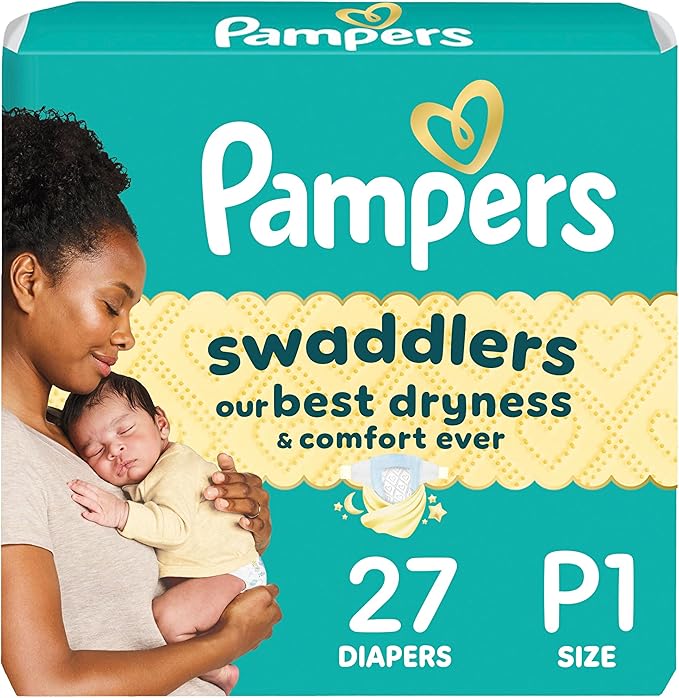 Pampers Baby Diapers - Swaddlers - Size P1, 27 Count, Ultra Absorbent Disposable Preemie Diaper