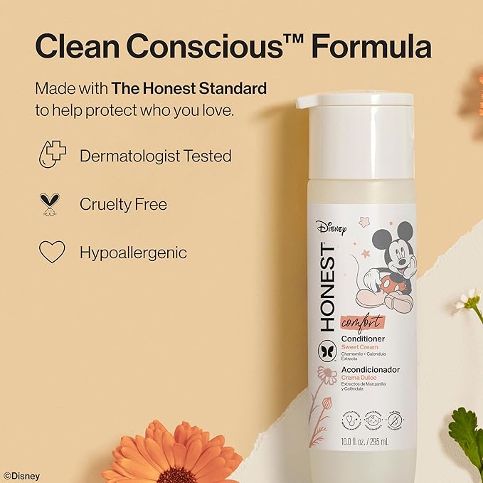 The Honest Company 2-in-1 Cleansing Shampoo Body Wash, Gentle Enough for Baby Dermatologist Tested Tear-free Hypoallergenic Disney’s Mickey Mouse Comfort Sweet Cream 10 fl oz