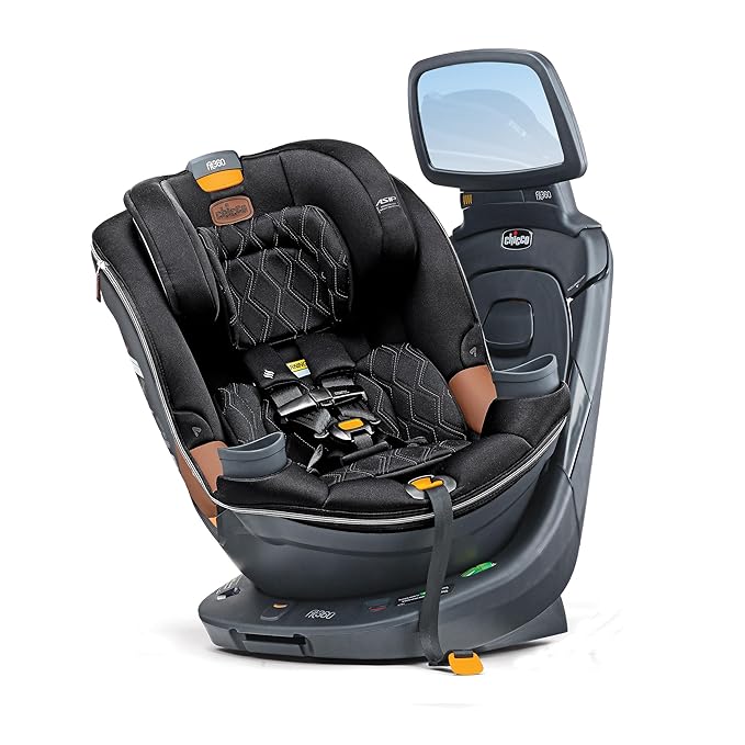 Chicco Fit360 Zip ClearTex Rotating Convertible Car Seat with Fit360 Mirror, 360 Degree Rotation for Rear-Facing and Forward-Facing Usage | Jet/Black