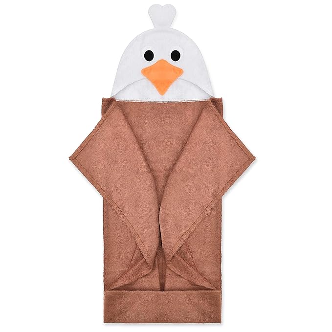 Natemia Premium Hooded Baby Towels - Ultra Soft Baby Bath Towel with Animal Design, Toddler Bath Towel, Newborn Towels for Boys and Girls, Made in Turkey - Brown Eagle