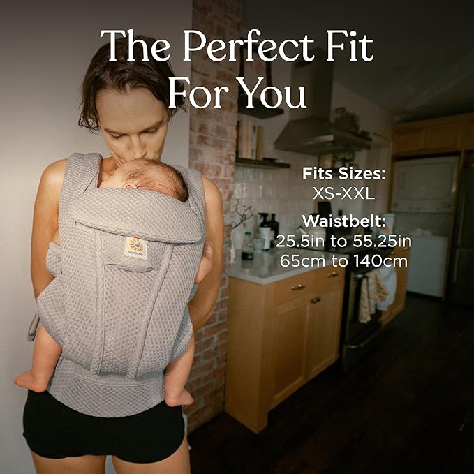 Ergobaby Omni Deluxe Baby Carrier Newborn to Toddler - Breathable Baby Carriers for Summer - All-Position Carrier with Enhanced Lumbar Support & Airflow (7-45 Pounds), Mesh, Pearl Grey