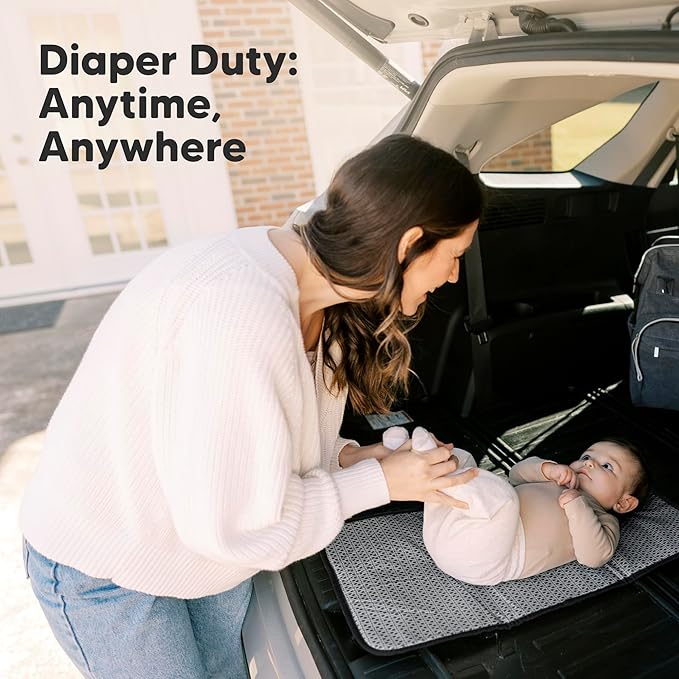 KeaBabies Portable Diaper Changing Pad, Easy Wipe Clean - Foldable Waterproof Baby Changing Mat for Diaper Bag, Compact, Lightweight, 25x13 Newborn, Infant, Baby Changer Travel Essential (Black Geo)