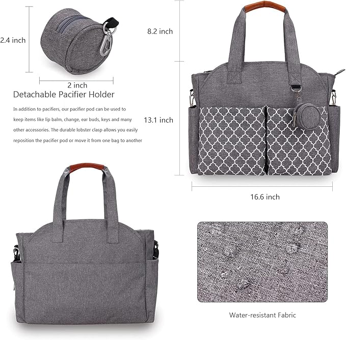 Diaper Bag Tote Large Multi-Function Baby Changing Bag for Mom with Changing Station Travel Nappy Bag for Women