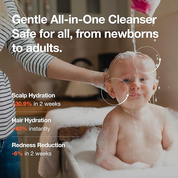 Lyanature SHAMPOO & BATH – Tear-Free 2-in-1 Organic Korean Baby Shampoo & Wash, Vegan Cleanser for Hair, Face & Body, Gentle, EWG Verified, Non-Toxic (10.82 fl oz / 320g)