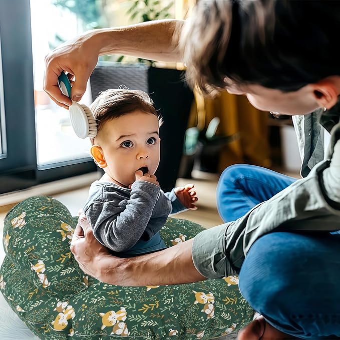 AMASKY Nursing Pillow for Breastfeeding, Animal Patterns Removable Cotton Cover, Support for Mom and Baby, Plus Size Ergonomic Design Breastfeeding Pillows, Machine Washable, Green, Pallet of Product