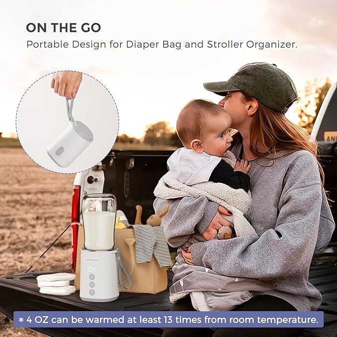 Portable Bottle Warmer, Travel Baby Bottle Warmer for Breastmilk On The Go, Leak-Proof, 2 Modes Fast Heating