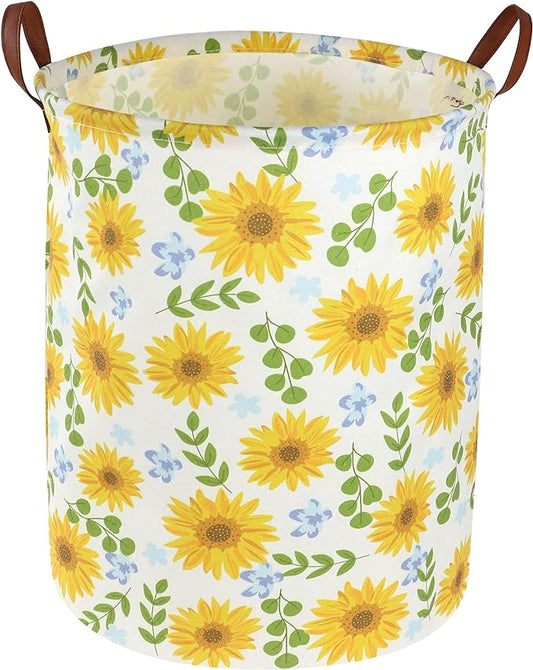 Essme Baby Girls Laundry Hamper, Baby Storage Basket for Girls Sunflower Bedroom Decor, Nursery Hamper,Yellow Hamper，Gift Baskets,Home Organizer(Sunflower)