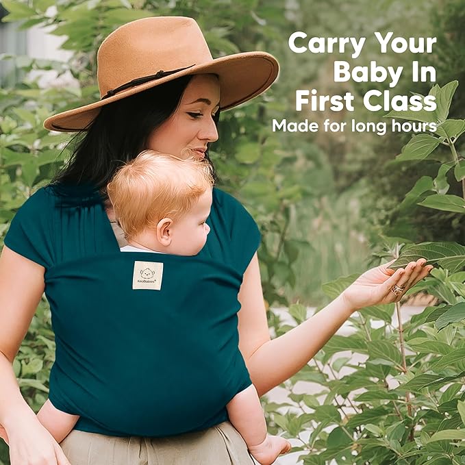KeaBabies Baby Wrap Carrier - All in 1 Original Baby Carrier Newborn to Toddler Sling, Easy to Wear, Hands Free Bonding, Lightweight, Breathable Infant Wraps (Peacock Green)