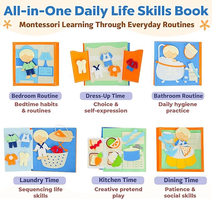 Personalized Busy Book for Toddlers 1-3 – Montessori Busy Board with Child’s Name, Quiet Activity Book for Fine Motor Skills, Travel-Friendly Toddler Learning Toy, Personalized Baby Gifts