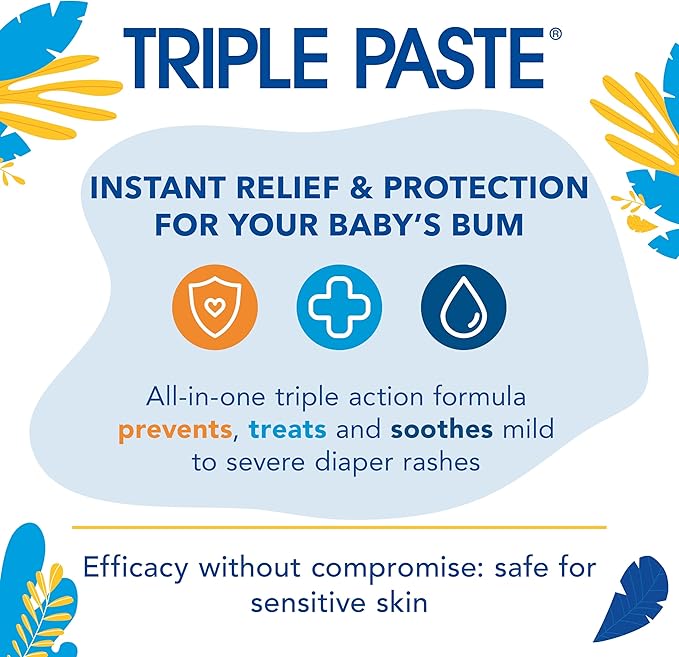 Triple Paste Diaper Rash Cream for Baby & Baby Spatula Bundle - 16 oz Zinc Oxide Ointment and Spatula Treatment, Soothe and Prevent Rash with a Pediatrician-Recommended Hypoallergenic Formula