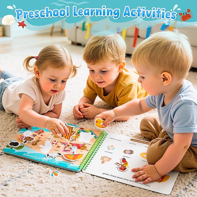 JoyCat Preschool Busy Book for Toddlers 3-5, Dual-Language Learning Activities, Educational Sensory Toys, Autism Learning Materials for Boys & Girls (Daily Life)