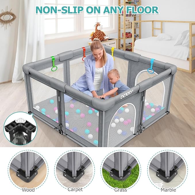OCATO Baby Playpen Play Pen: Foldable Playpen for Babies and Toddlers Playard for Indoor Outdoor Activity Center Game Fence Safety Area Toddler Play Pen for Babies 6-12 Months Baby Gifts (50" × 50")