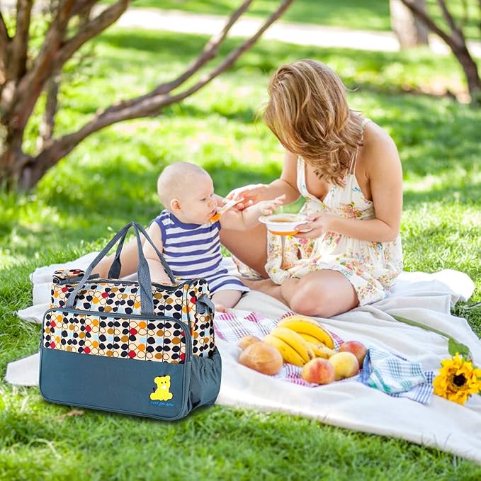 Moclever 5PCS Diaper Bag Tote Set for Baby Essentials – Large Baby Bags for Mom, Waterproof Maternity Bags with Bottle Bag, Food Bag & Changing Pad (Gray)