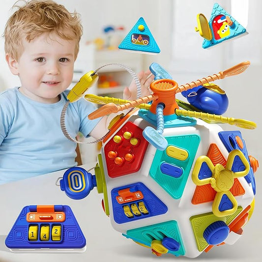 22-in-1 Baby Busy Board Activity Cube Toys, Montessori Toy for 1 Year Old Kid, Educational Sensory Travel Toy for Toddler 1-3, 1st Christmas Birthday Gifts for Infant 6-12 12-18 Months Boys Girls