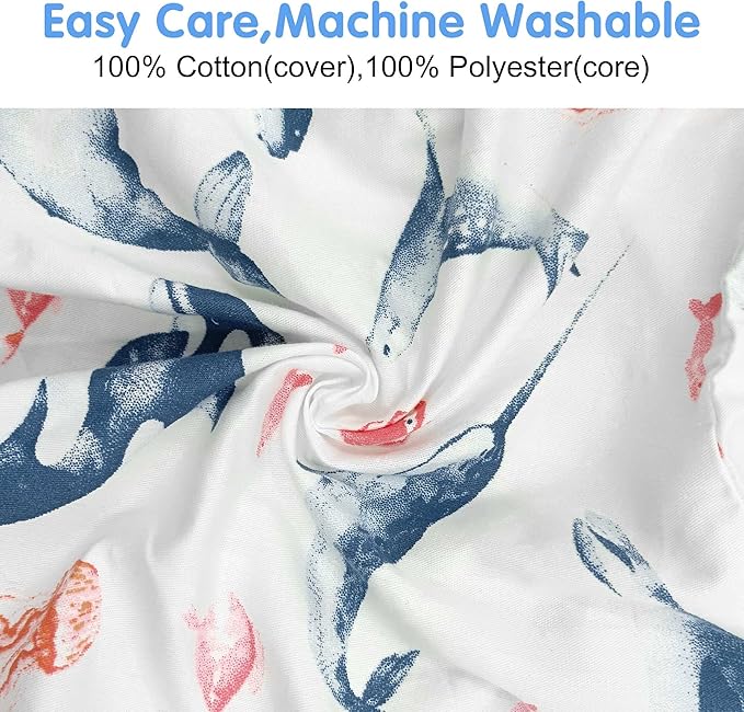 LAT Nursing Pillow for Breastfeeding,100% Cotton Removable Cover,Ergonomic Breast Feeding Pillows for Mom and Baby,Machine Washable (Ocean World)