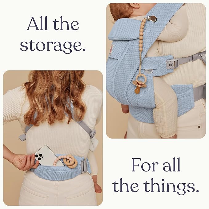 Ergobaby Omni Deluxe Baby Carrier Newborn to Toddler - Breathable Baby Carriers for Summer - All-Position Carrier with Enhanced Lumbar Support & Airflow (7-45 Pounds), Mesh, Serene Blue