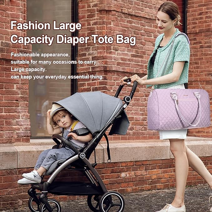 LOVEVOOK Diaper Bag Tote with Pacifier Case and Changing Pad, Large Capacity Mommy Bag for Hospital and Weekender Travel, Functional Baby Bag Newborn Baby Essential