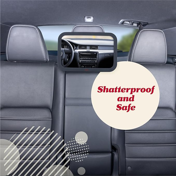 Lusso Gear Baby Backseat Mirror for Car. Largest and Most Stable Mirror with Premium Matte Finish, Crystal Clear View of Infant in Rear Facing Car Seat - Secure and Shatterproof (Tan)