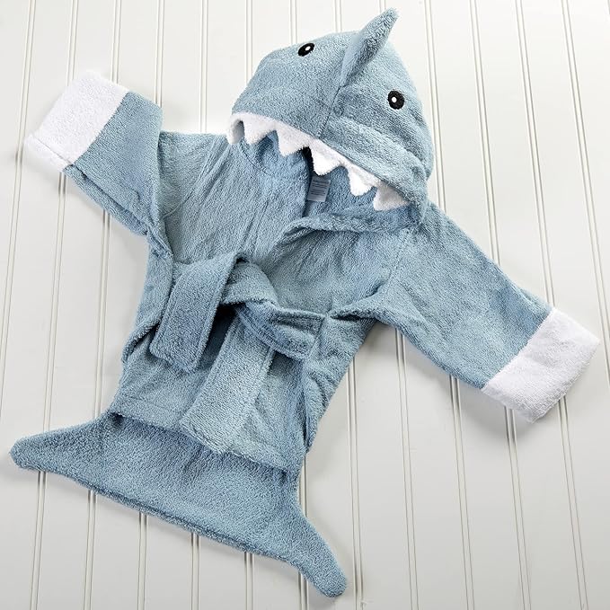 Baby Aspen Baby Shark Hooded Towel/Newborn Spa Bath Robe, Baby Beach Towel | Baby Bath Towel