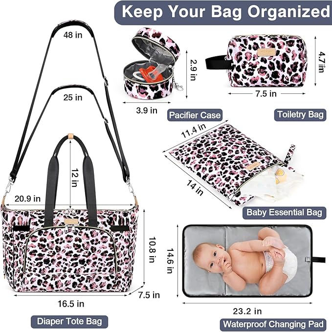 ITIEZY Diaper Bag Tote for Baby - Large Mommy Bag with Portable Changing Pad Pacifier Case, Hospital Bags Travel Baby Bag