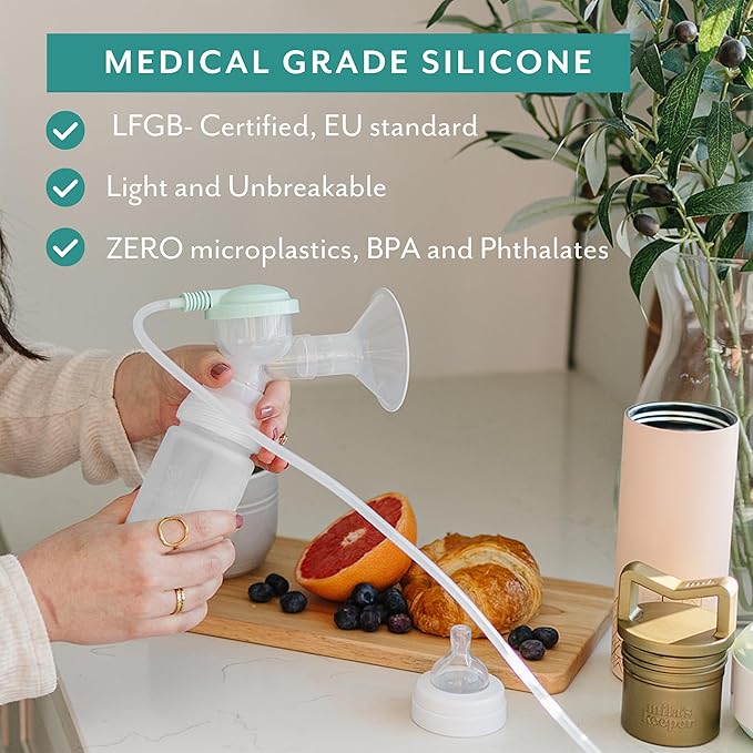 Mila's Keeper Silicone Breast Milk Storage Bottles, For Pumping, Storing and Feeding, Fits Leading Pumps and Nipples, 6 oz Silicone Milk Storage Containers, Standard Aspen White, Set of 3