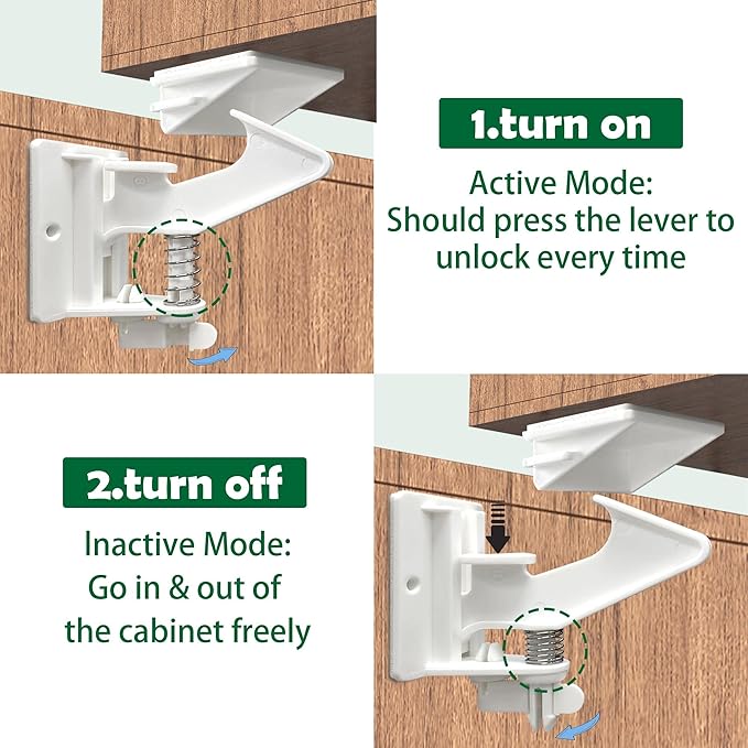 Vmaisi 20 Pack Cabinet Locks Child Safety Latches - Baby Proofing Cabinets Drawers Lock - Upgraded Stronger Adhesive Easy Installation - No Drilling