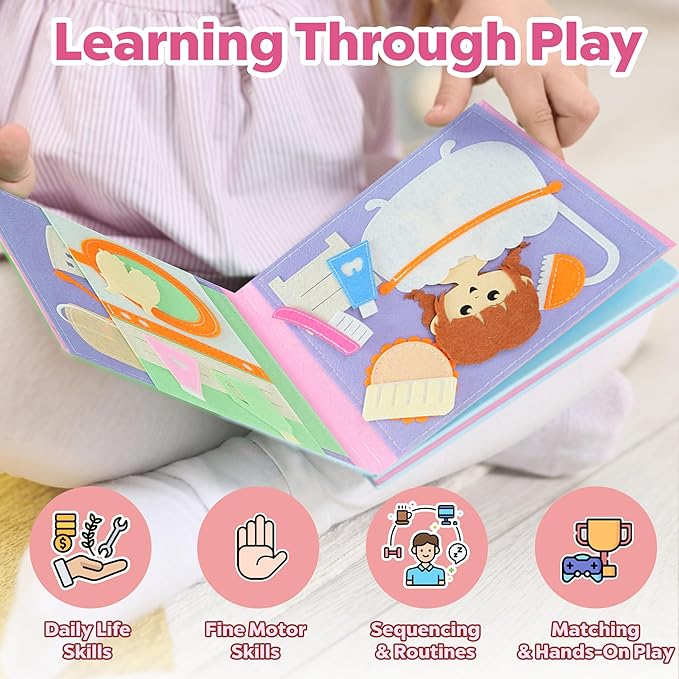 Personalized Busy Book for Toddlers 1–3 – Montessori Busy Board with Child’s Name, Quiet Activity Book for Fine Motor Skills, Travel-Friendly Toddler Learning Toy, Personalized Baby Gifts