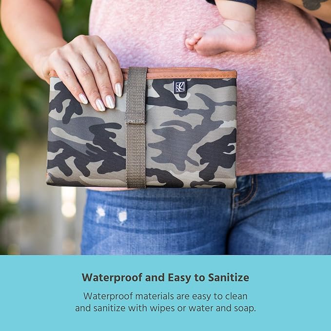 J.L. Childress Full Body Portable Changing Pad for Babies - Diaper Changing Mat for Travel, Baby Accessory Essentials, Wipeable & Water-Resistant, Foldable & Compact, Extra Large - Natural Camo