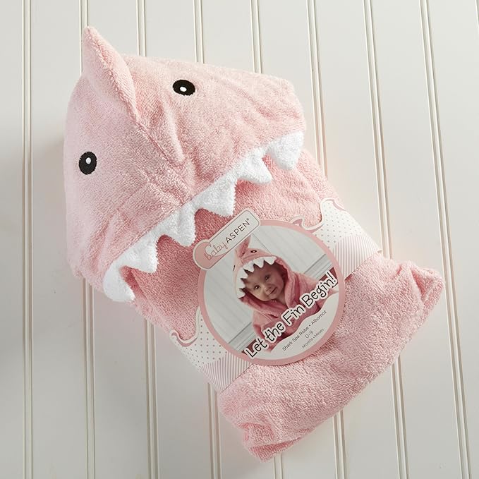 Baby Aspen Baby Shark Hooded Towel/Newborn Spa Bath Robe, Baby Beach Towel | Baby Bath Towel