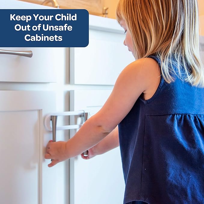 6-Pack Sliding Cabinet Locks - Reusable U-Shaped Child Cabinet Locks for Baby Proofing Cabinets, Drawers, Cupboards & More - No Tools, No Drilling, Easy to Use Child Proof Cabinet Latches by Wittle
