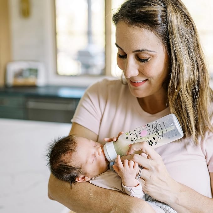 Dr. Brown's Natural Flow Anti-Colic Options+ Narrow Baby Bottle, Goat and Squirrel, 8 oz/250 mL, with Level 1 Slow Flow Nipple, BPA Free, 0m+, 2-Pack