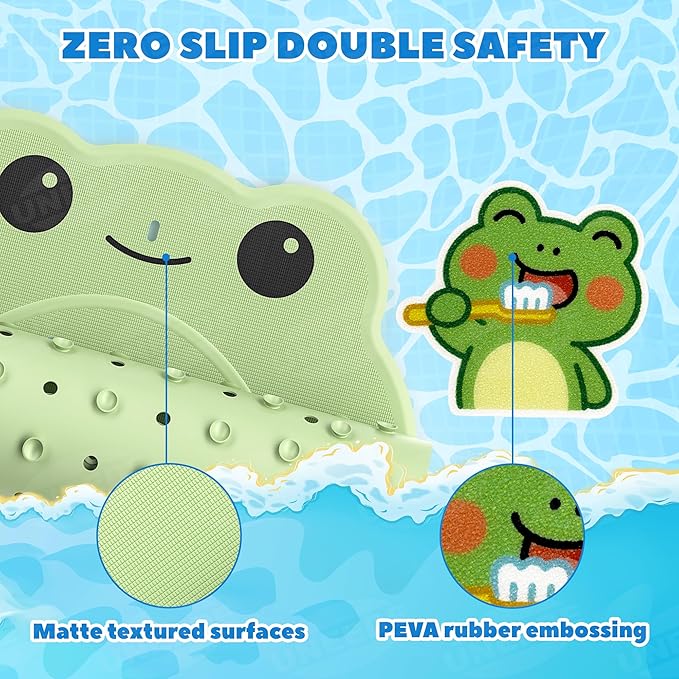 UNEEDE Kids Bathtub Mat with 17PCS Non Slip Bathtub Stickers, Non Slip Shower Mat for Toddlers, Washable Anti Slip Tub Surface, Soft Rubber Mat for Bathtub Shower, Waterproof Bathtub Essentials