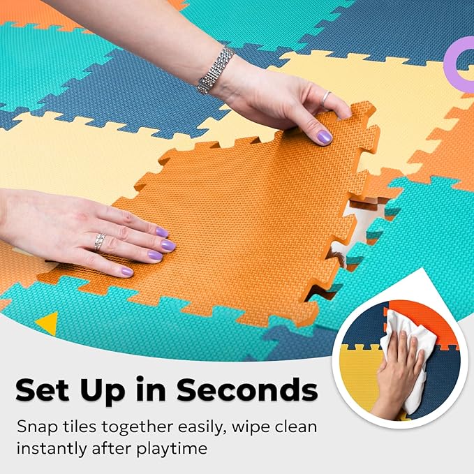 MioTetto Baby Play Mat, Comfortable Playtime Mat – Portable Foam Floor Tiles, Safe Baby mat for Floor for Crawling & Development, Soft Play mat for Babies, Stylish Interlocking Foam Tiles