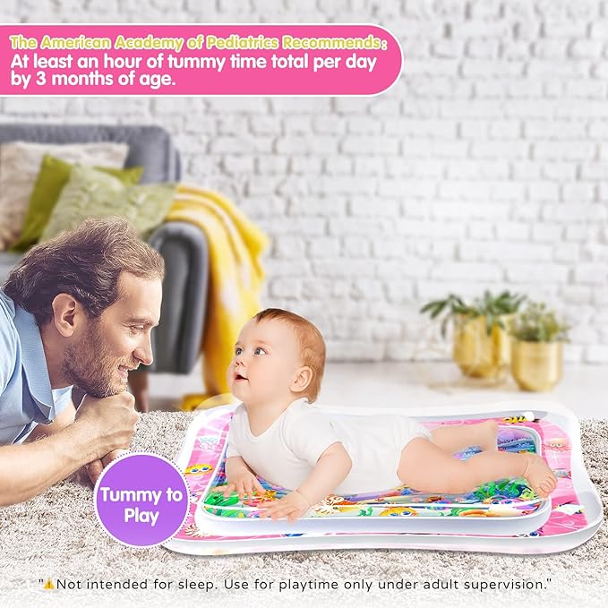 Infinno Tummy Time Mat Premium Baby Water Play Mat for Infants and Toddlers Baby Toys for 3 to 24 Months, Strengthen Your Baby's Muscles, Pink Theme Toys