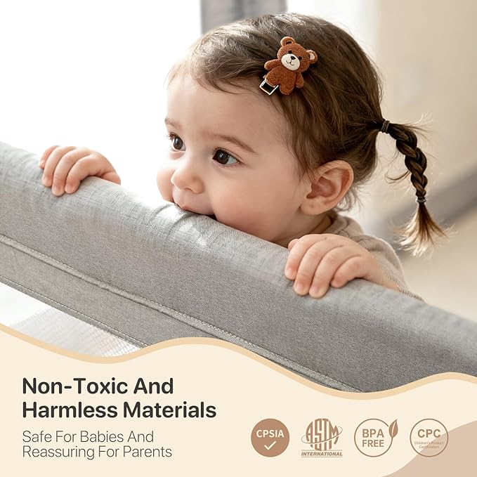 Baby Playpen,Extra Large Playpen for Babies and Toddlers, Sturdy Play Pen Play Yard with Safety Gate,79”x59”Baby Play Pen(Cationic Light Grey)