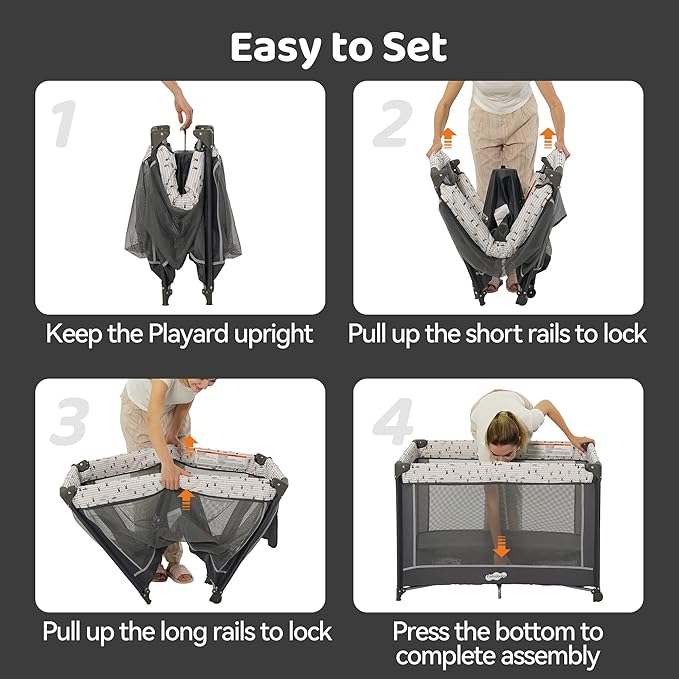 Pamo Babe Pack and Play with Bassinet, Portable Playard for Baby