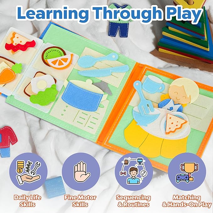 Personalized Busy Book for Toddlers 1-3 – Montessori Busy Board with Child’s Name, Quiet Activity Book for Fine Motor Skills, Travel-Friendly Toddler Learning Toy, Personalized Baby Gifts