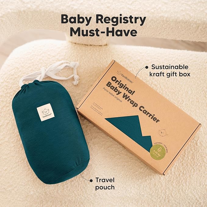 KeaBabies Baby Wrap Carrier - All in 1 Original Baby Carrier Newborn to Toddler Sling, Easy to Wear, Hands Free Bonding, Lightweight, Breathable Infant Wraps (Peacock Green)