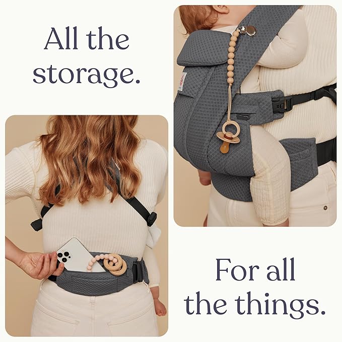 Ergobaby Omni Deluxe Baby Carrier Newborn to Toddler - Breathable Baby Carriers for Summer - All-Position Carrier with Enhanced Lumbar Support & Airflow (7-45 Pounds), Mesh, Graphite Grey