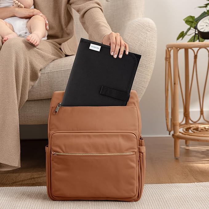 Comfy Cubs Baby Changing Pad Compact Size - Waterproof Diaper Changing Mat with Cushioned Pillow - Soft & Lightweight, Foldable Design for Travel - Stylish Design for Boys and Girls - Solid Black