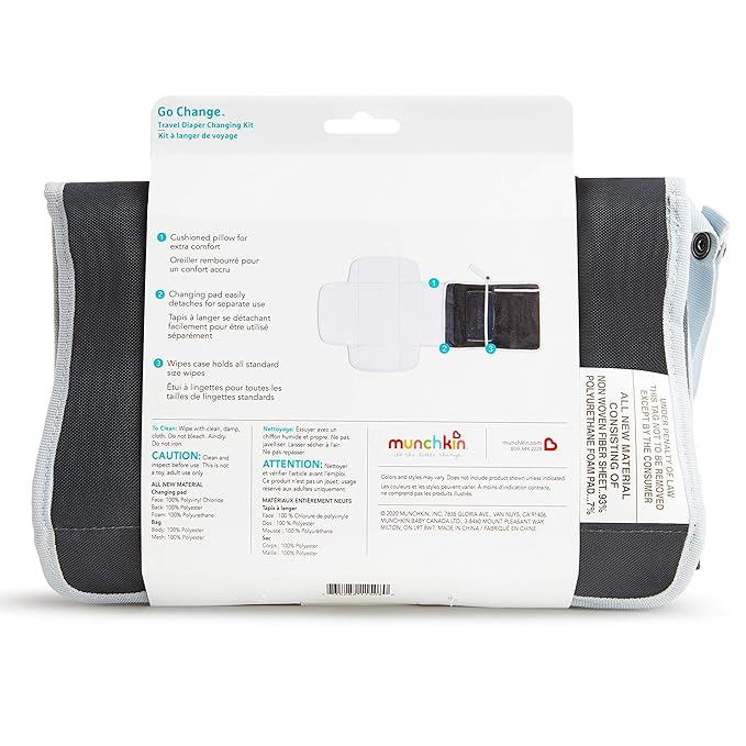 Munchkin® Go Change™ Portable Diaper Changing Kit with Changing Pad and Wipes Case, Grey