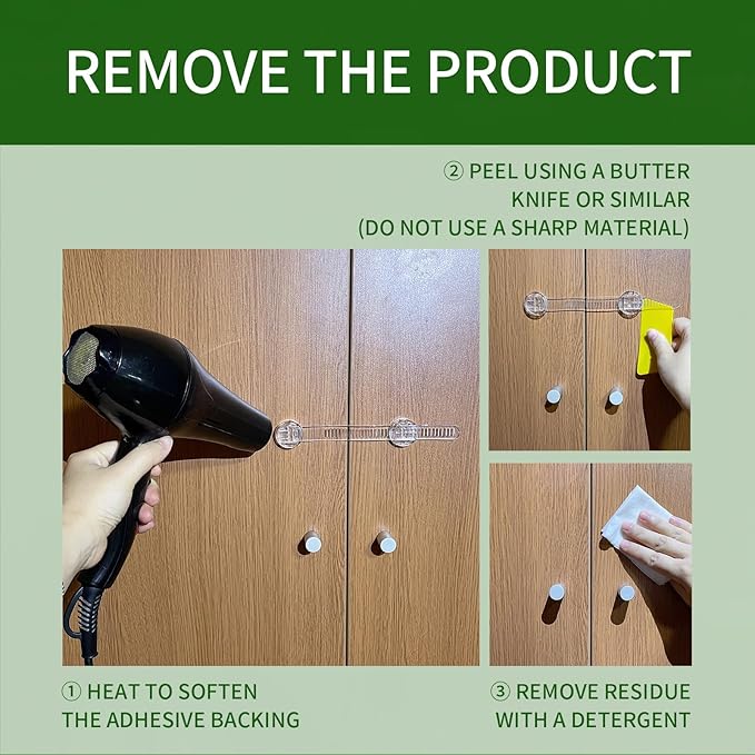 Baby Proof Cabinet Locks, Safe Quick and Easy Transparent Drawer Door Latches, Adjustable No Drilling Child Safety Cabinet Straps for Fridge, Oven, Dishwasher, Toilet Seat (L, Count, 6)