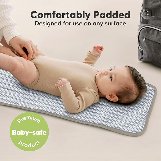 KeaBabies Portable Diaper Changing Pad, Easy Wipe Clean - Foldable Waterproof Baby Changing Mat for Diaper Bag, Compact, Lightweight, 25x13 Newborn, Infant, Baby Changer Travel Essential (Wild Patrol)